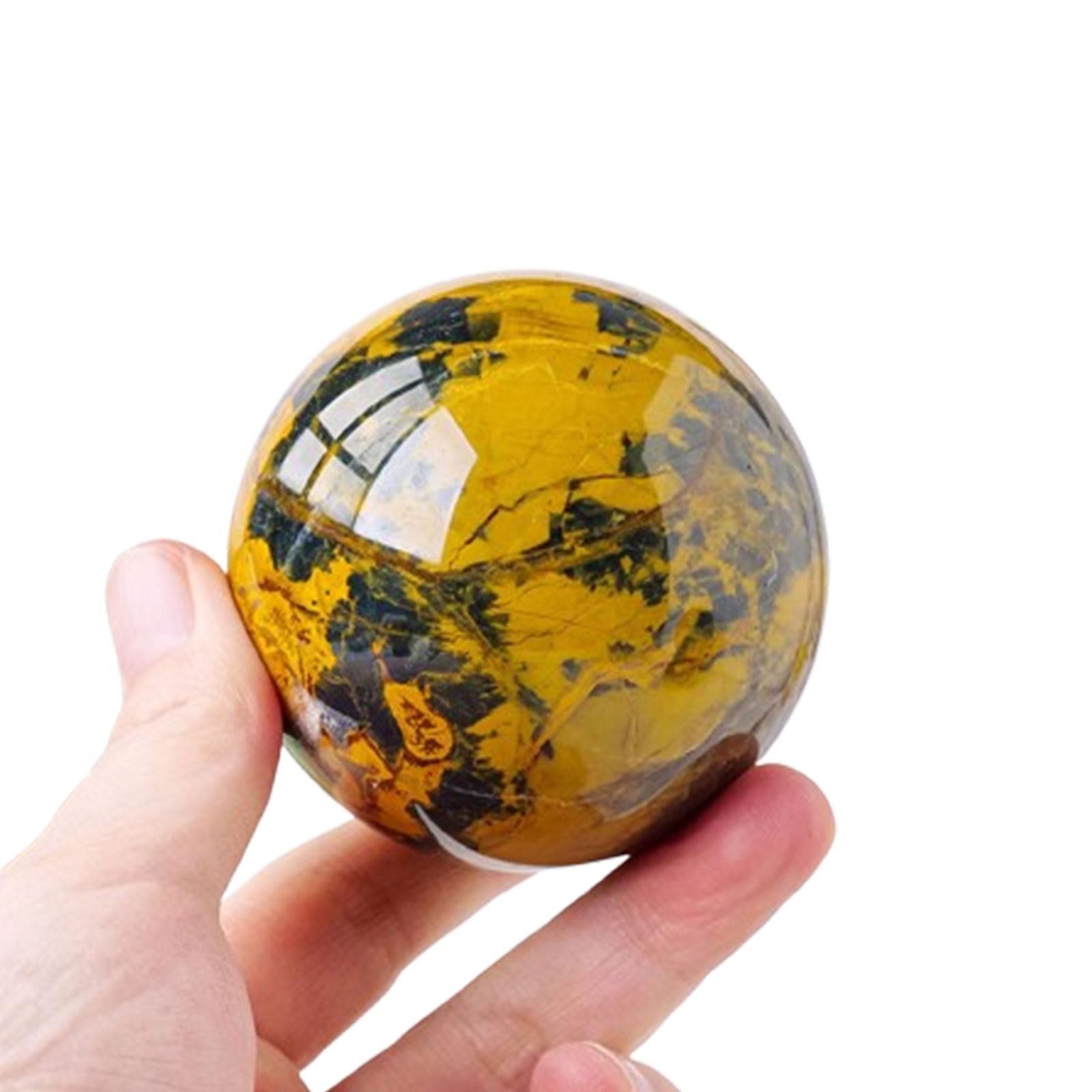 QWZTAEOZA FengShui Divination Spheres Yellow Pietersite Crystal Ball Display Sphere Quartz Gemstone for Balance Yoga,70~75mm