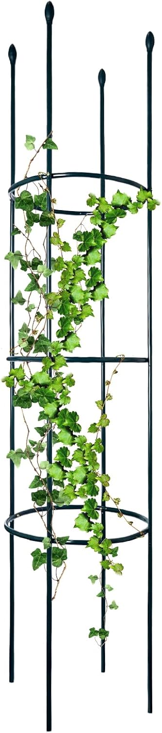 Luwint 5.8FT Garden Obelisk for Climbing Plants, Metal Plant Support Trellis for Outdoor Indoor, Rust-Resistant Coated Tall Plant Stake for Tomatoes Cucumbers Vine Flowers in Pots Garden