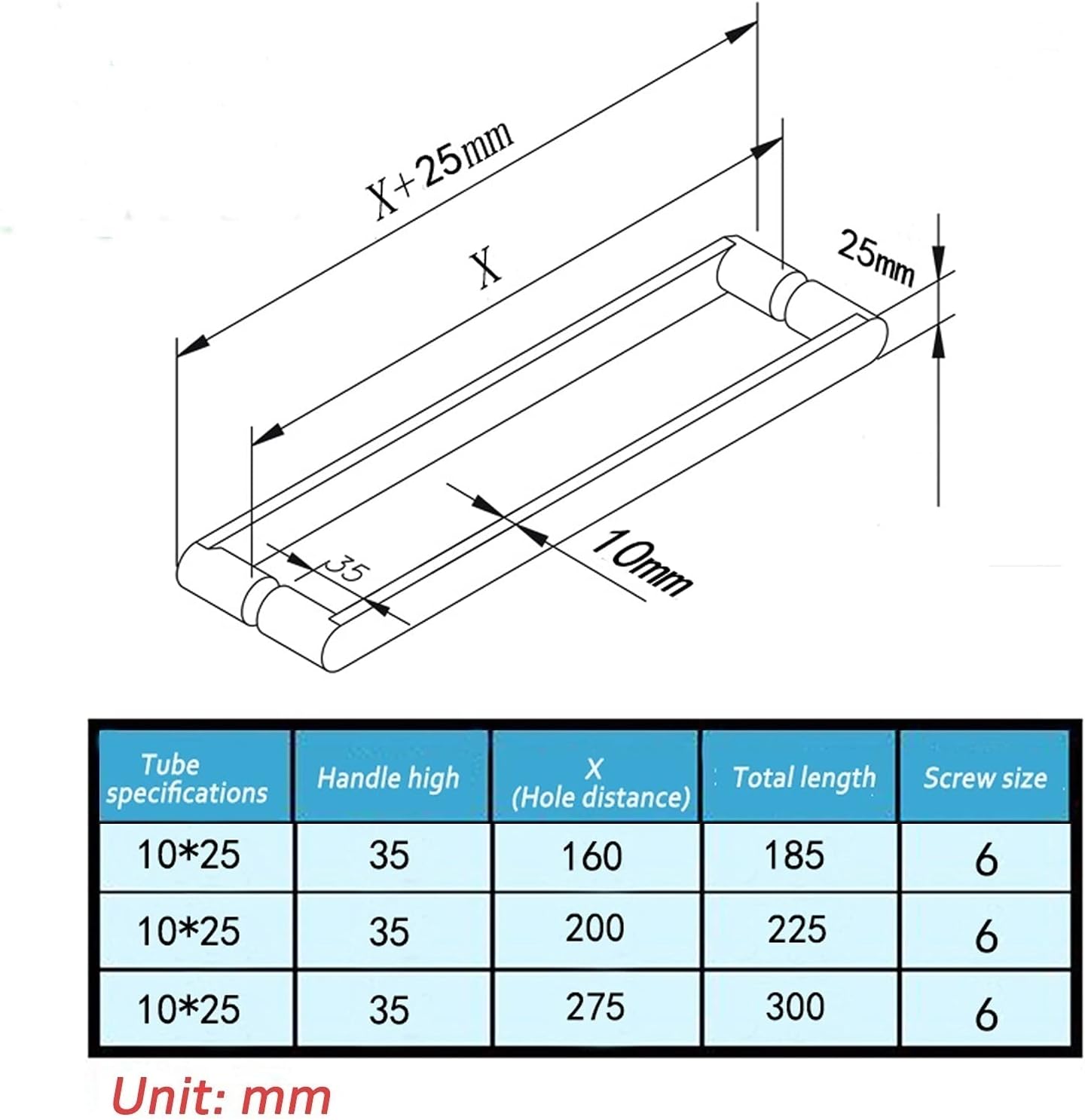 Shower Screen Door Handle Grab Bar Stainless Steel Sliding Bathroom Glass Door Knobs Replacement Sets for Shower Enclosures (Size : 160mm)