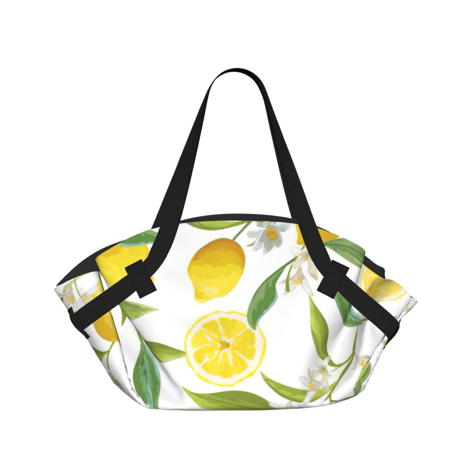 WYCZHY Fresh Tropical Lemons Printed Foldable Round Picnic Blanket Converts to Carry Bag, 37in Mat for Camping Date Night