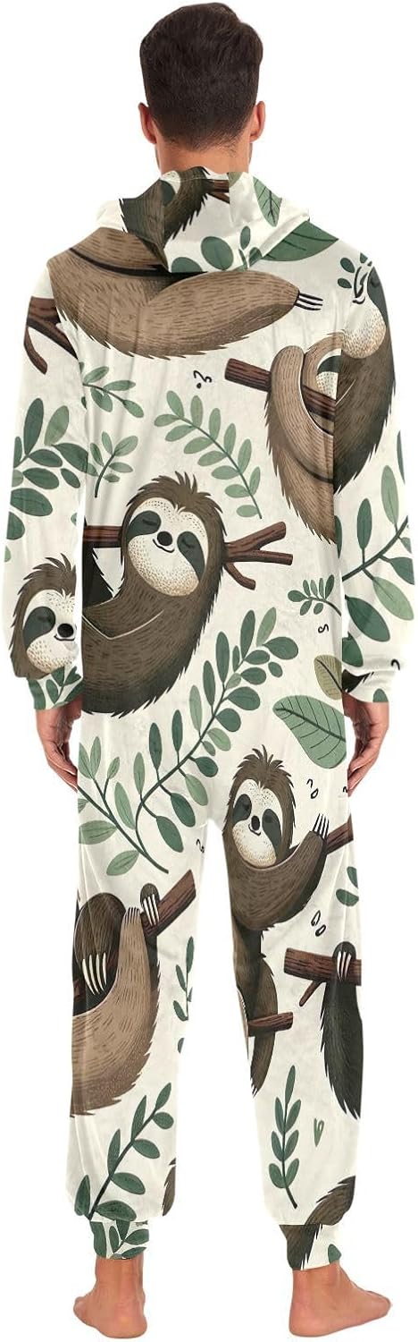 GAIREG Cute Sloths One-piece Pajamas for Women, Mens Womens Sleepwear