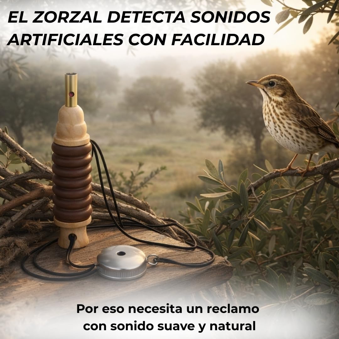 Reclamo Zorzal Bucal Manual con 2 Silbatos para Atraer Zorzales