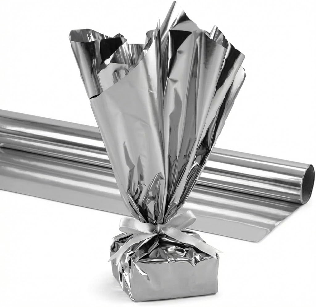 PMU Gift Wrap Mylar Roll Metallic Gold 2-sided, 48 Inches X 25 Ft Roll 1.4 Mil Highly Reflective Mylar Film, Great for Gifts, Birthdays, Christmas, Baskets, Arts & Crafts