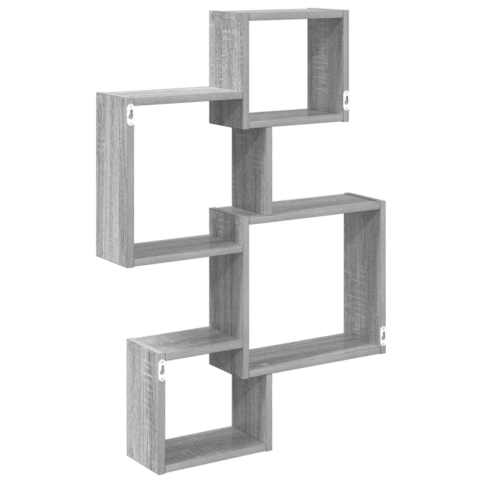 Wandwürfelregale Holzwerkstoff Grau 64 x 13,5 x 91,5 cm Wandhalterung platzsparend für Wohnzimmer Schlafzimmer Büro mit stabilem Stauraum und modernem Design