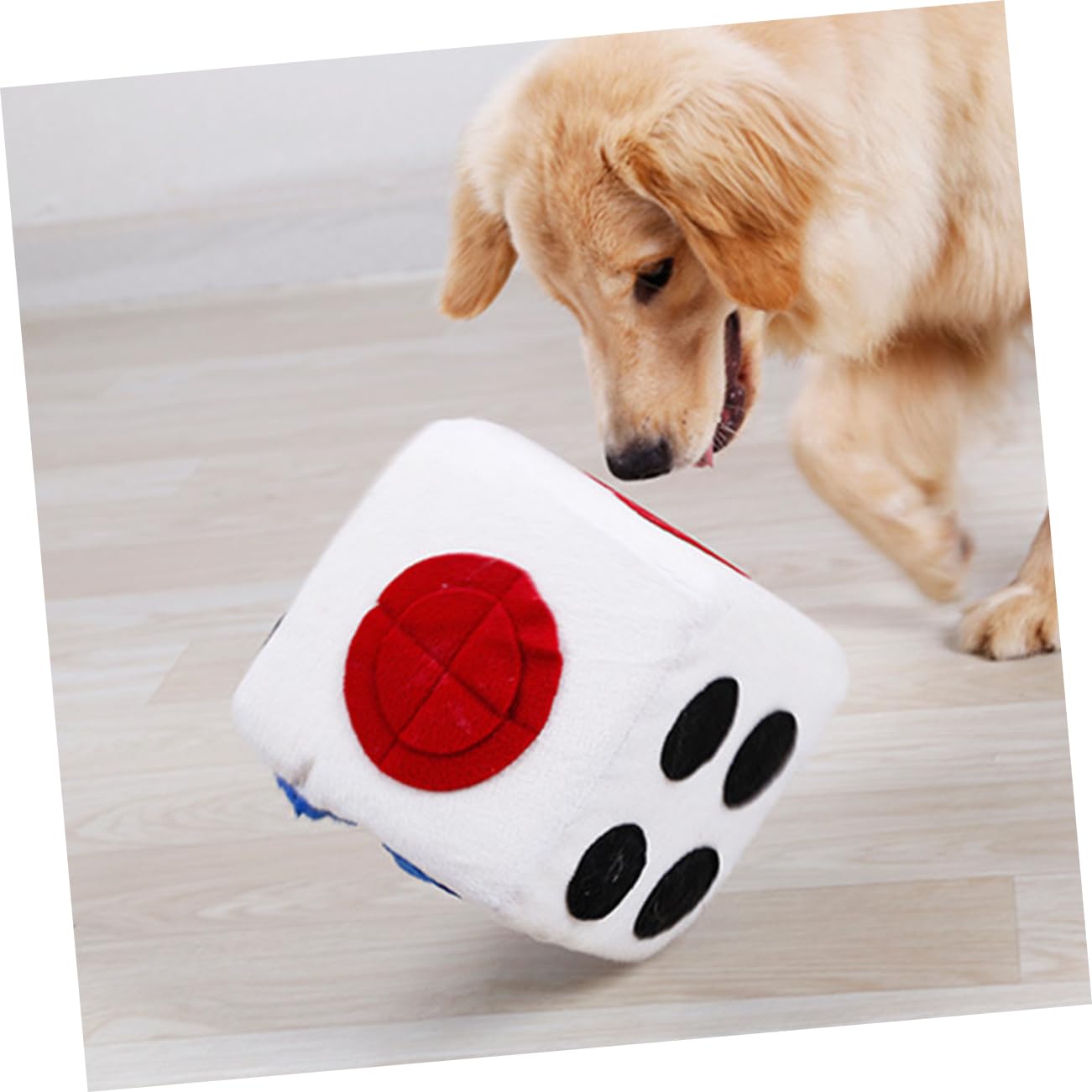 Yardwe Lustiges Hundespielzeug Plüschtier in Würfelform aus Weißem Plüsch und Schaumstoff mit Unsichtbarem Reißverschluss für Such und Trainingsspiele zu Hause