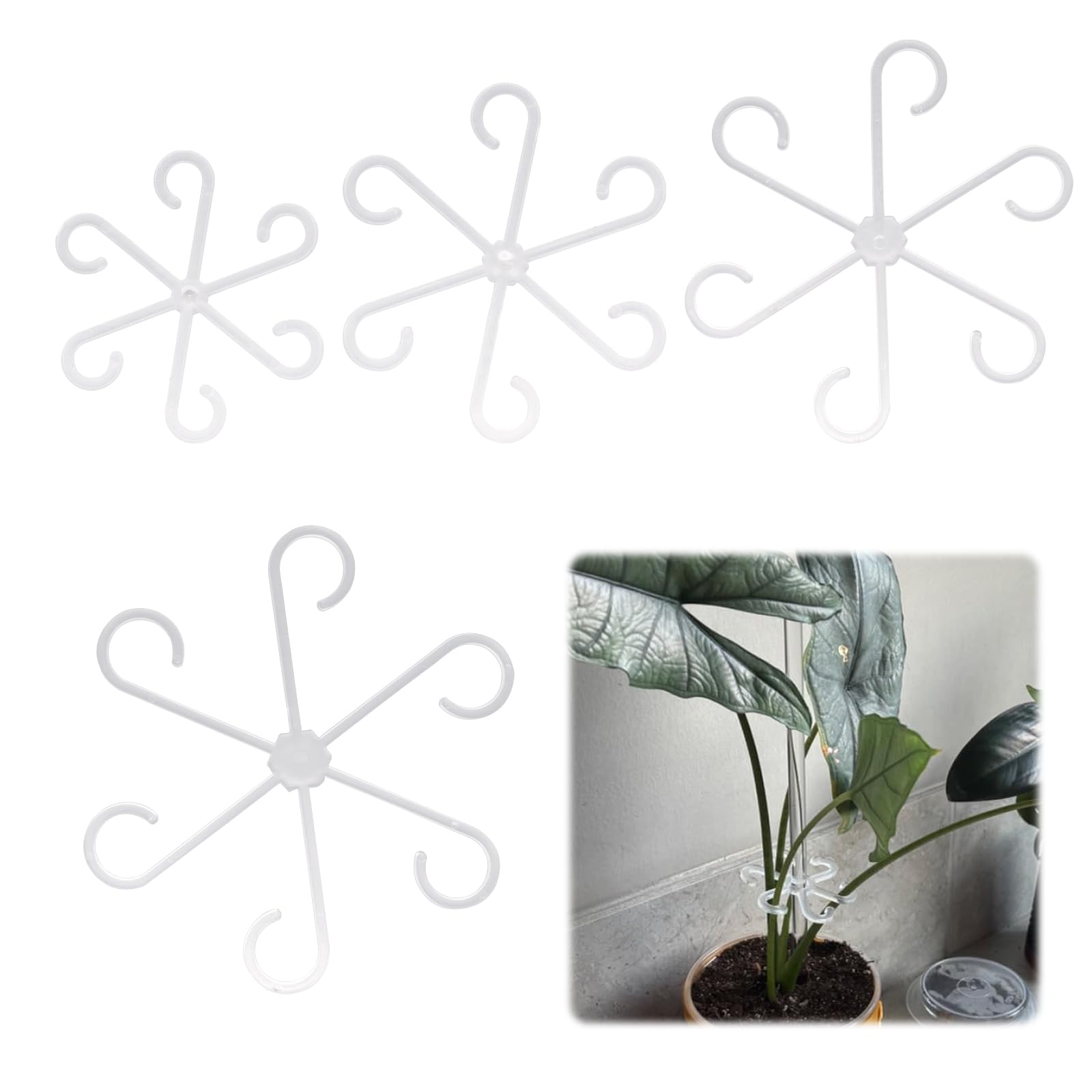 GDFYMI 8pcs Plant Support Climbing Stem Holders, 4 Sizes Reusable Plastic Flower Stem Holder Plant Care Accessories (Clear)