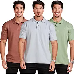 KIT 3 Camisas Polo Masculina Algodão