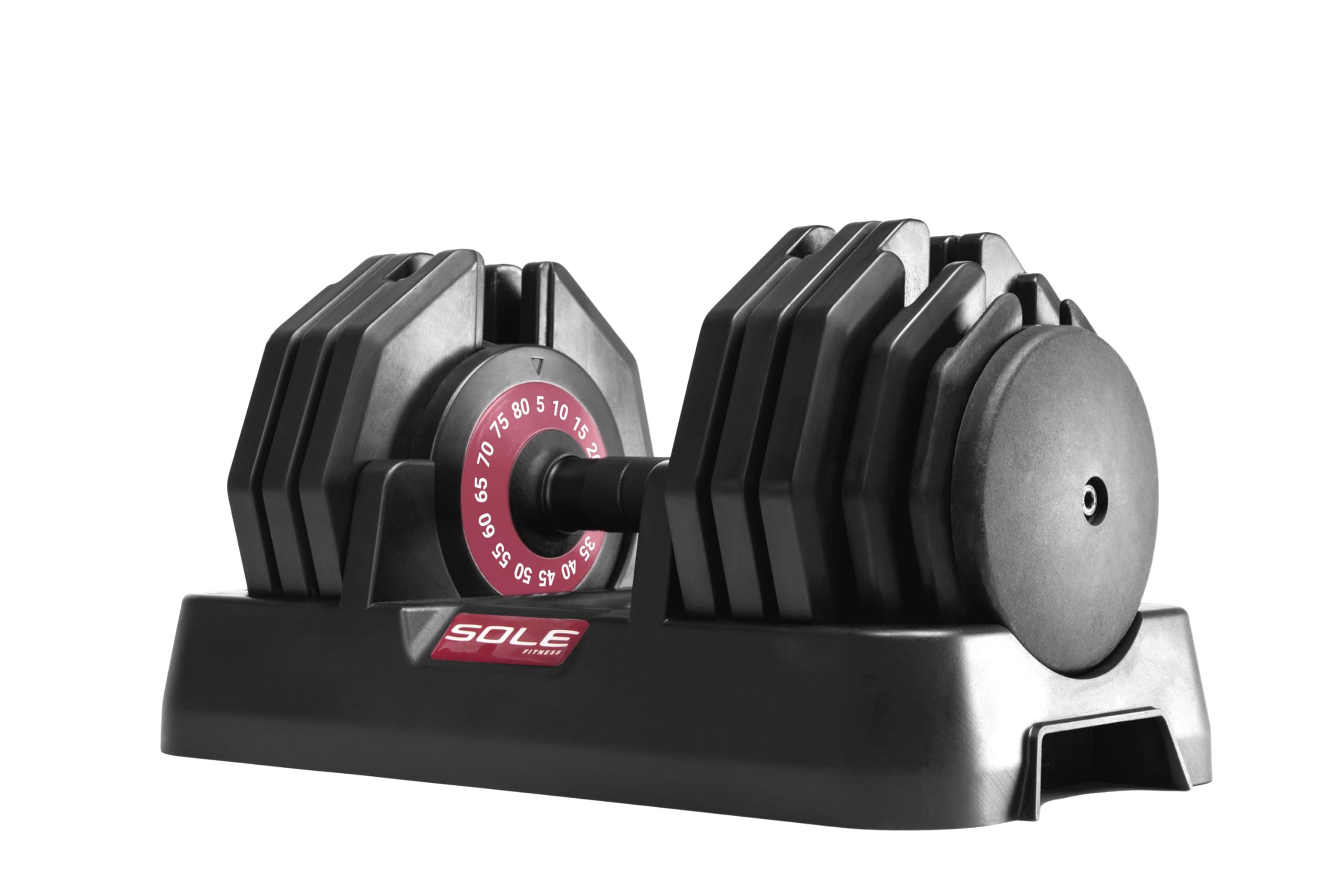 SOLE Fitness Adjustable Dumbbells SW180, Versatile Space-Saving Equipment - Adjustable Weights from 5lbs to 80lbs - Tone and Strengthen (incomplete) 1Pcs) 