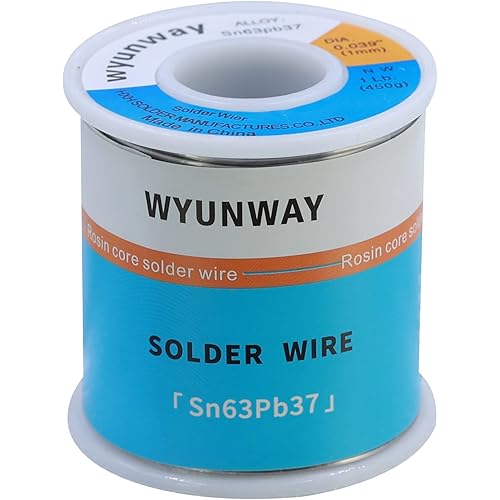 Solder Wire 63/37 Tin/Lead with Flux Rosin Core for Electrical Soldering net weight (1.0mm(0.039")/450g(1Lb))