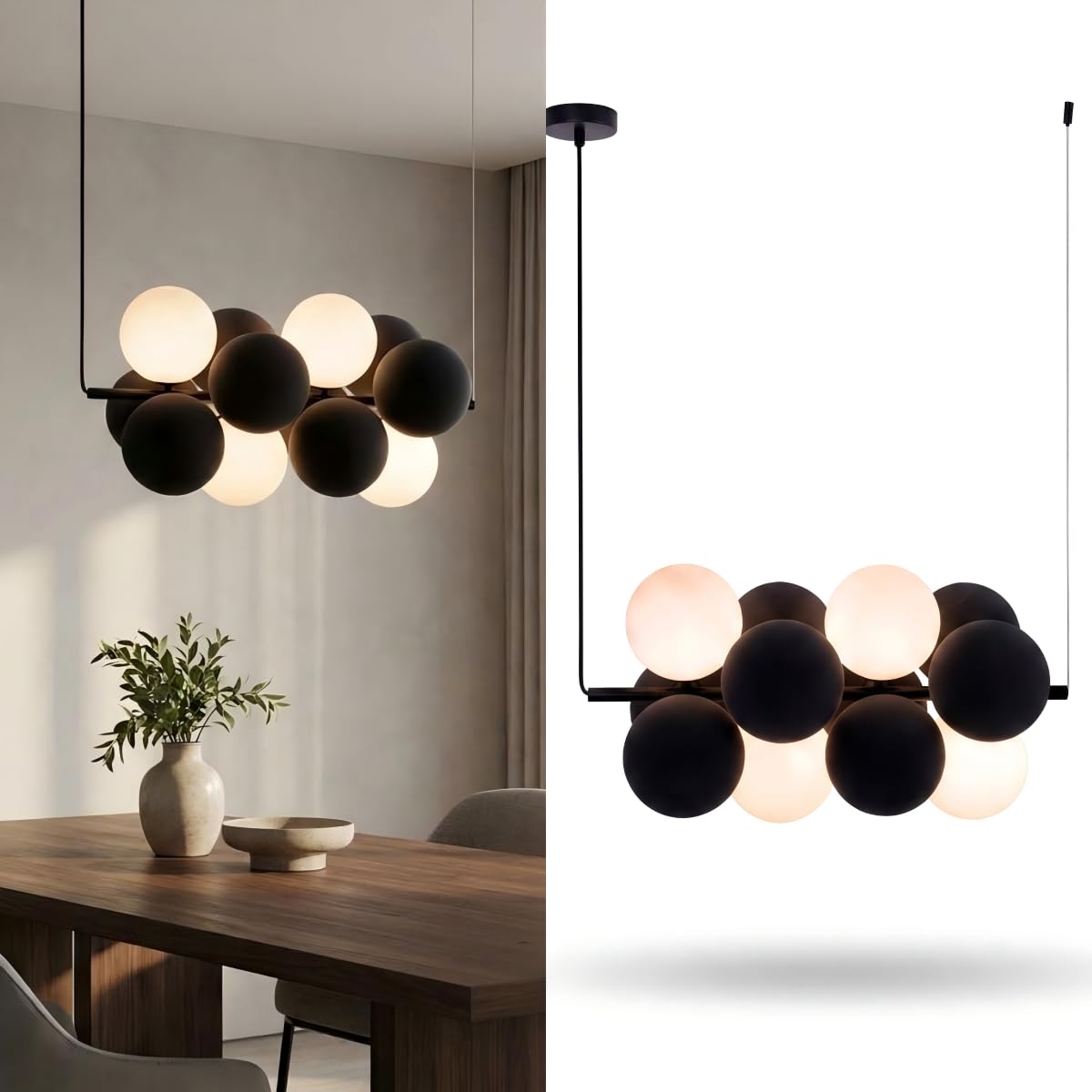 BARCELONA LED Lampada Acustica Sospesa DRAC Grigia Design Moderno | Assorbimento Sonoro, Sfere Tessili, Ufficio, Ristorante, Arredo Interni, Installazione Orizzontale