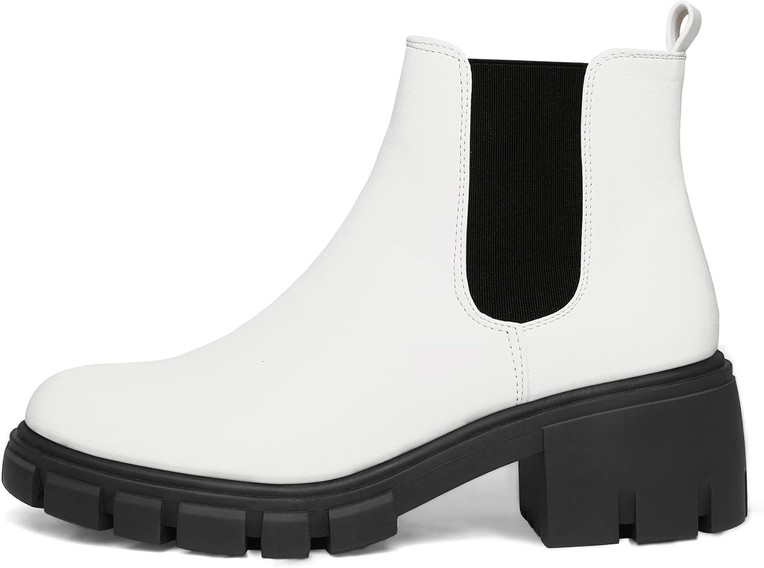 mysoft Women's Platform Chelsea Boots Lug Sole Slip On Chunky Block Heel Ankle Booties - Image 4