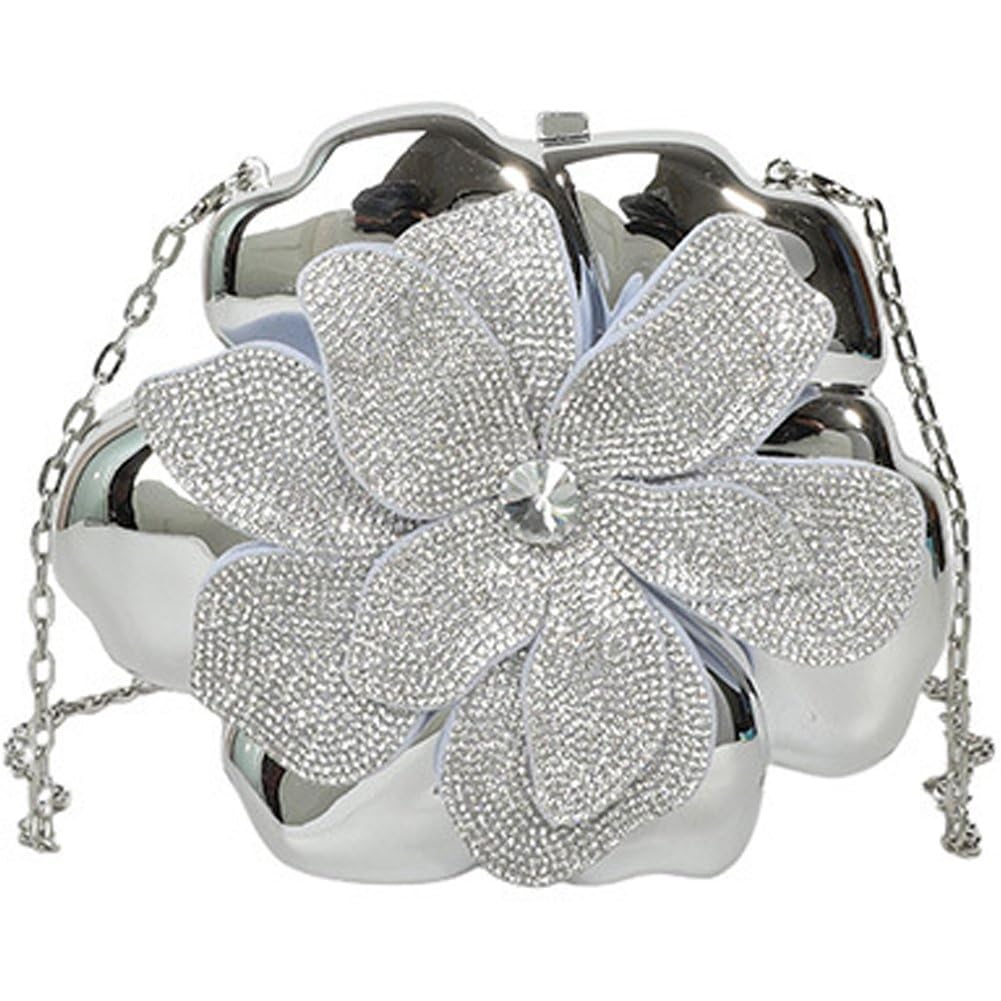Danlai Acrylic Flower Crossbody Bag, Rhinestone Chain Shoulder Bag for Wedding Party Banquet and Formal Gatherings