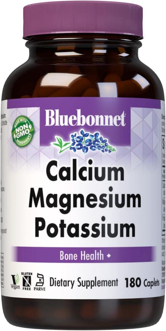BlueBonnet Calcium Magnesium Plus Potassium Caplets, Off White, 180 Count