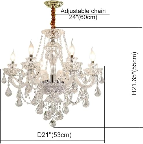 Miniatura 5 de Durahonn Candelabro de cristal K9 de lujo, 18 luces, lámpara de techo contemporánea de cristal transparente, lámpara colgante de cristal de lujo,