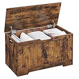 VASAGLE Storage Chest, 29.9 Inches Width Storage Bench, Entryway Bench with 2 Safety Hinges, Shoe Bench, Farmhouse Style, for Entryway, Bedroom, Living Room, Rustic Brown ULHS011T01