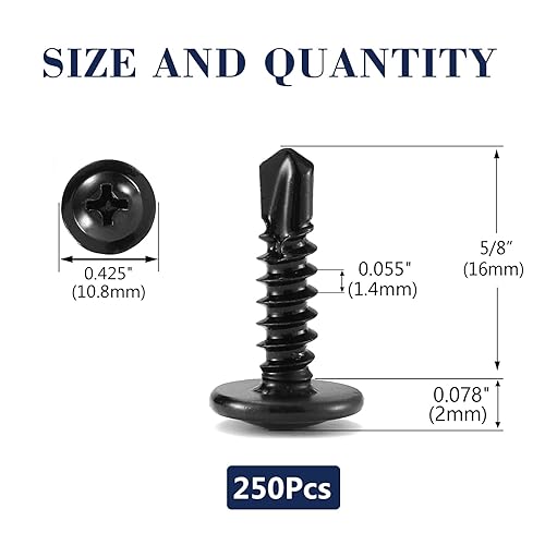 Miniatura 41 de Tornillos de chapa metálica de 2-1/2 pulgadas, 250 tornillos de acero inoxidable 410 tornillos autorroscantes rápidos de cabeza de armadura de acero