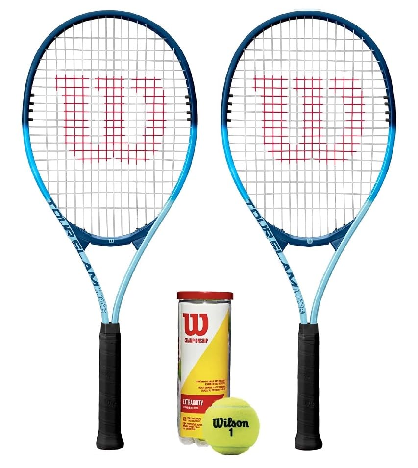 Wilson 2 x Tour Slam Lite Tennis Rackets + 3 Tennis Balls