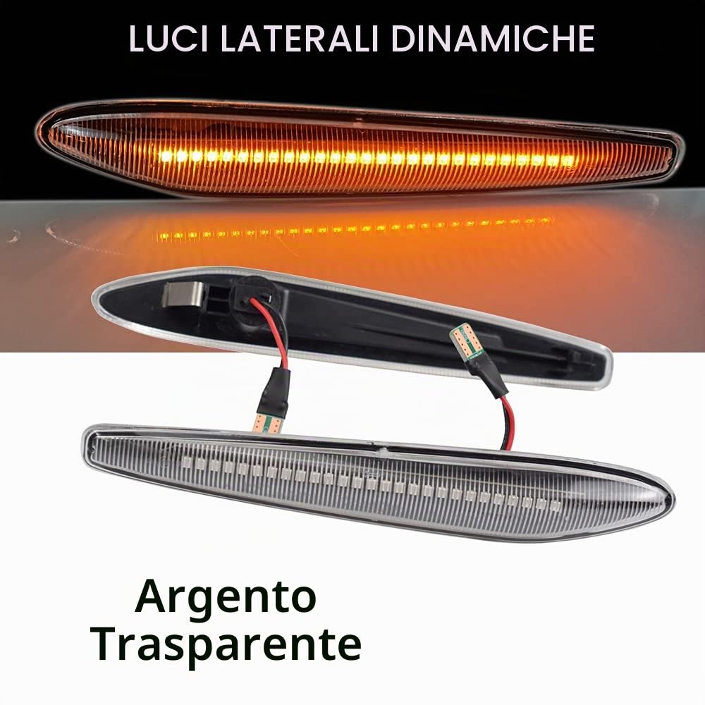 2 pz Dinamico Segnale di Girata Luce LED Lato Ala Retrovisore compatible avec A-lfa Romeo 159/159 Sportwagon/Boera/Spider typ 939 (Trasparente)