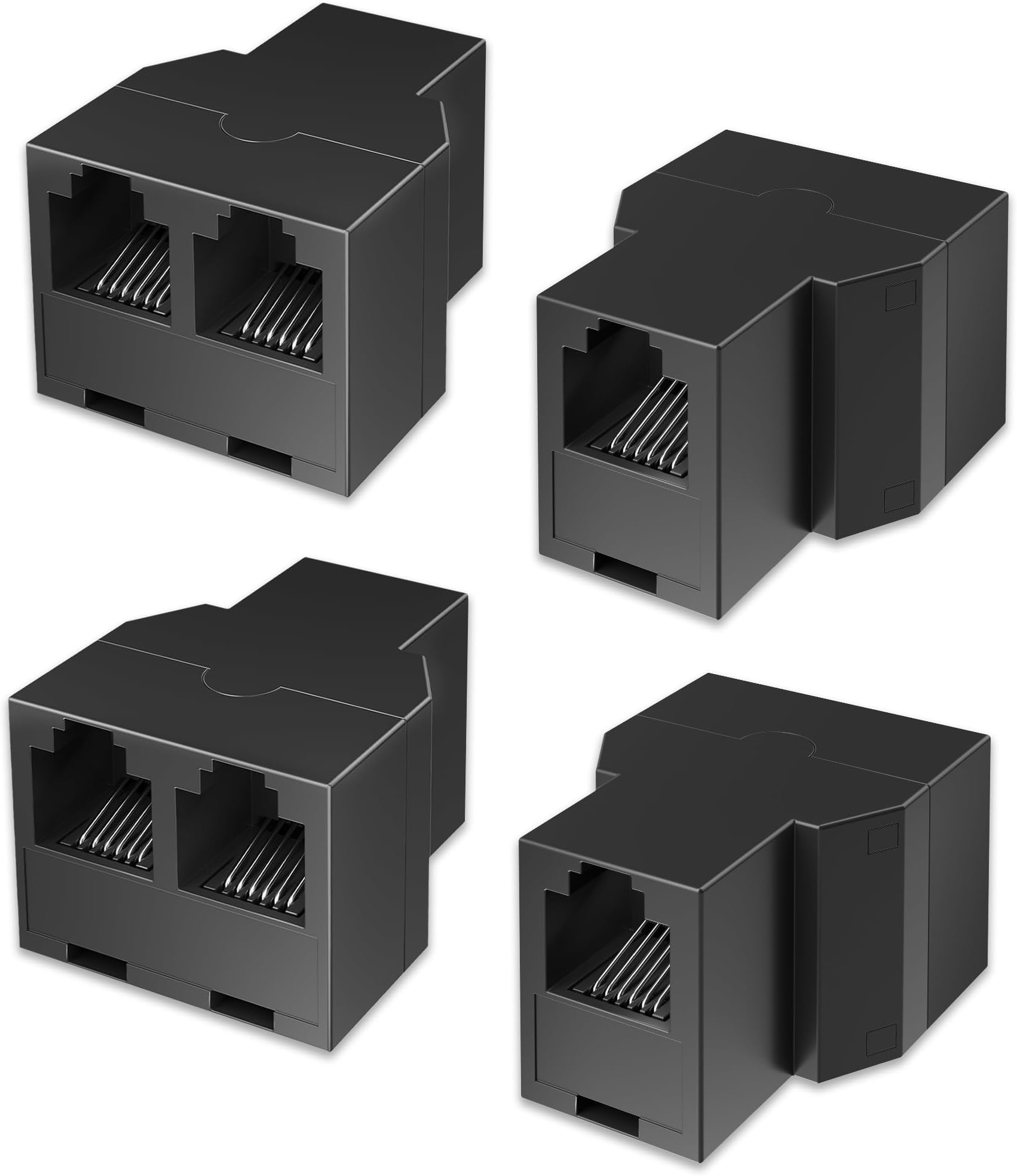 RJ12 6P6C 1 Female to 2 Female Telephone Line Splitters, Uvital Telephone Landline Cable Connector and Separator(Black,4 Pack)