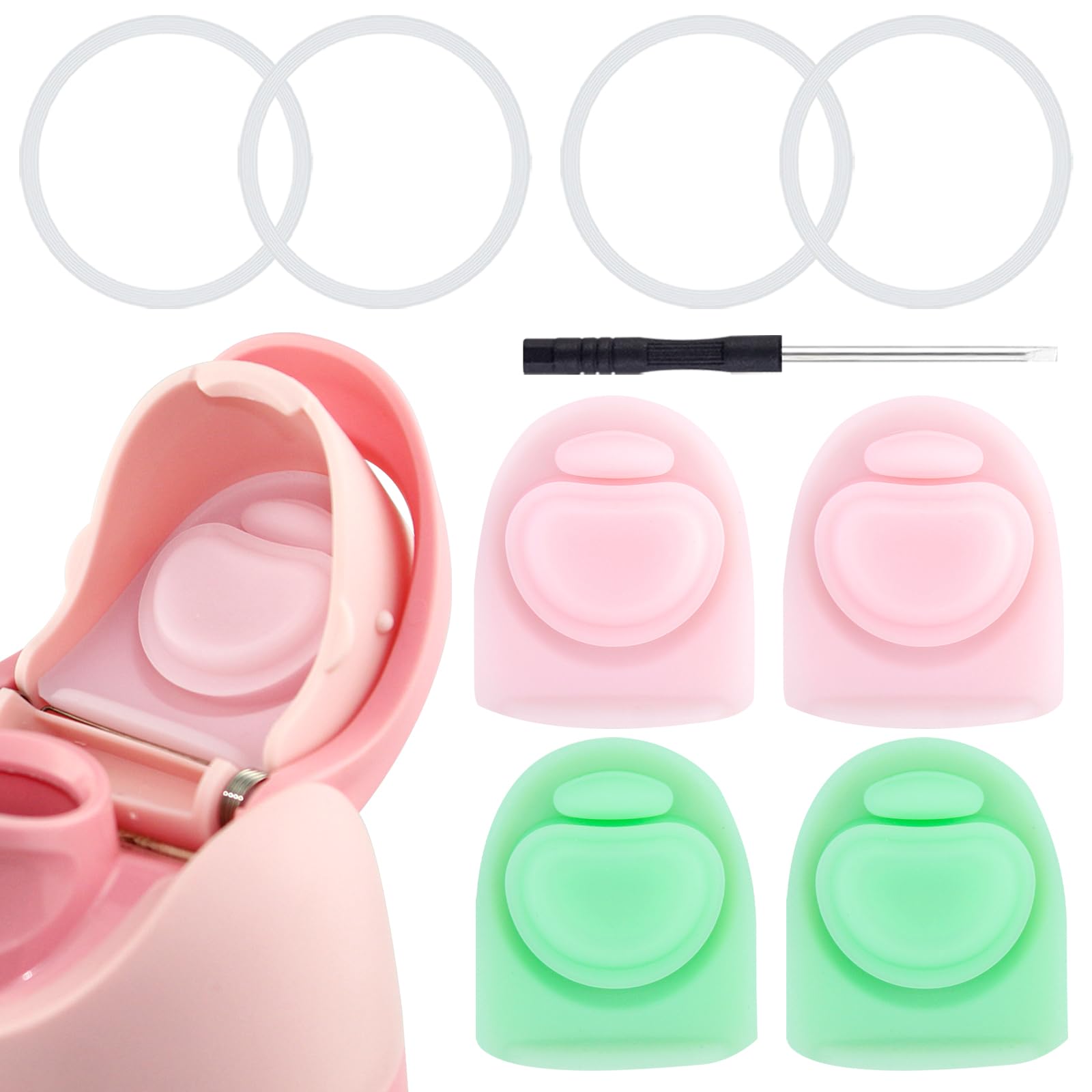 ZONBBEE 4 Sets Replacement Jelly Stopper and O Ring Gasket Compatible with Owala FreeSip 24oz 32oz,Water Bottle Lid Insert Cap Rubber Seal Parts for Owala 16/19/24/32/40oz Mouth piece Accessories ZU2