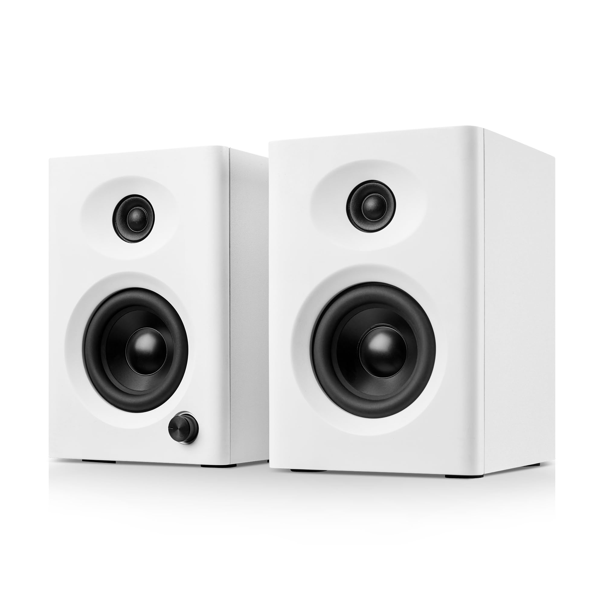 Computer Speakers for Desktop PC, 60W Powerful Sound with Deep Bass & Clear Treble – Compact Active Bookshelf Speakers for Home Office, Laptop, Music, Monitor (White, Pair)