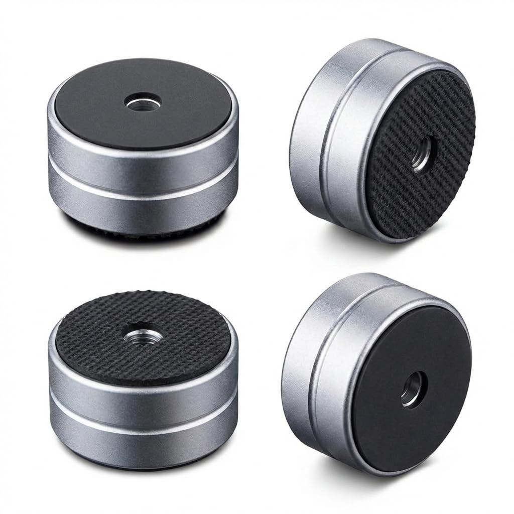 Piedini in Alluminio per Apparecchiature HiFi 30 x 15mm Ammortizzanti per Altoparlanti Argento