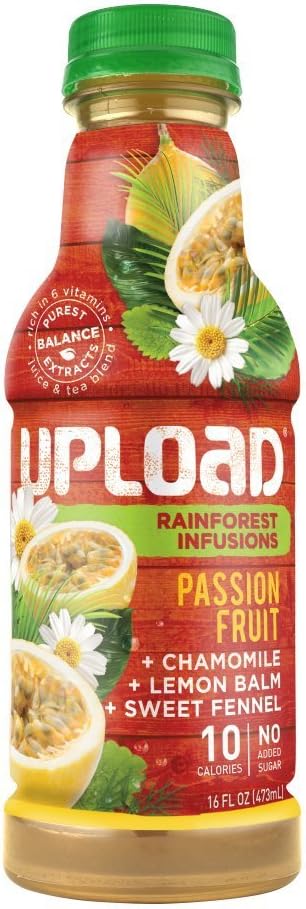 UPLOAD Passion Fruit +Chamomile +Sweet Fennel +Lemon Balm, Rainforest Infusions, 16 Fl. Oz. Bottles (Pack of 12)