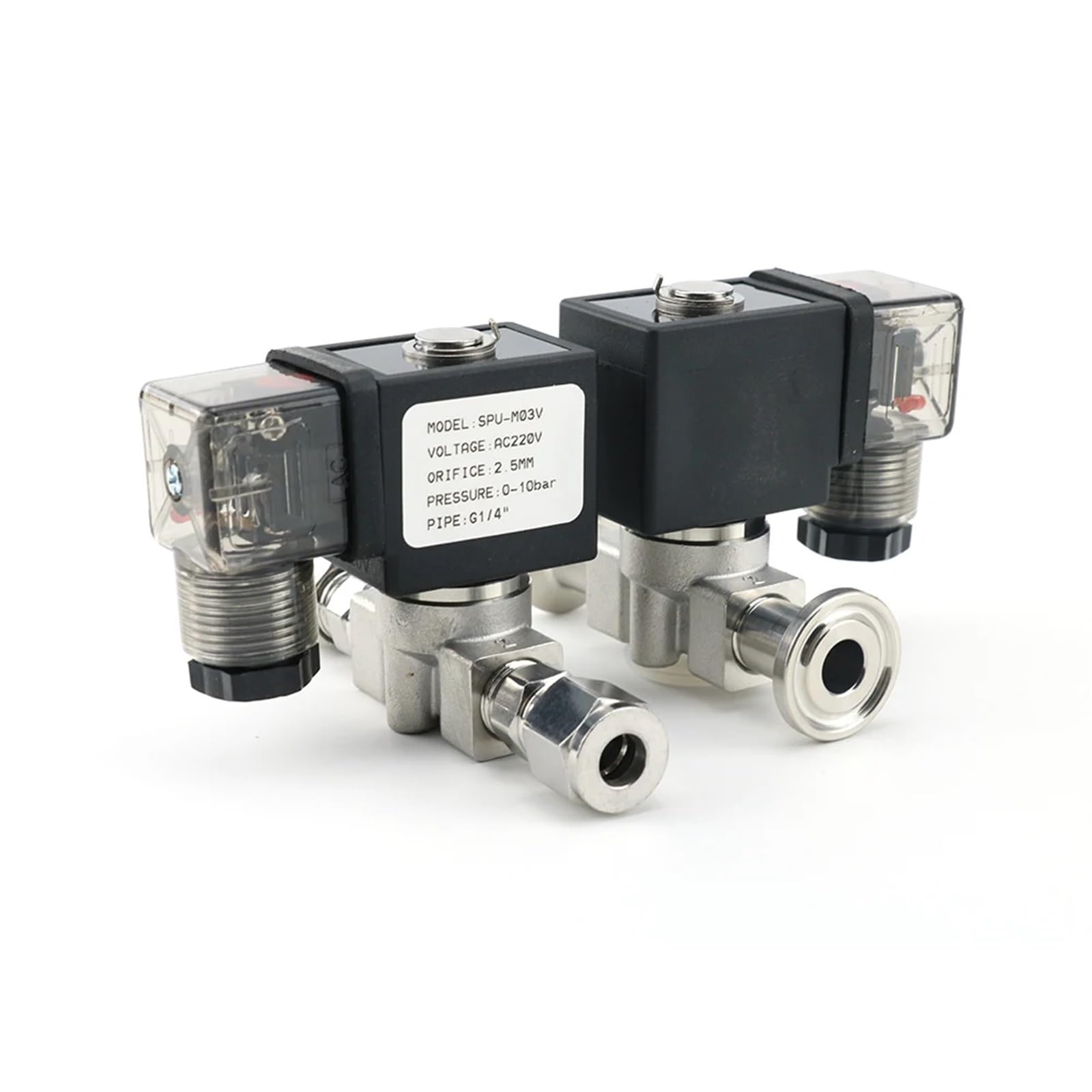 G 1/4" DN8 VX2120-08-SS-NC normalnie zamknięty zawór elektromagnetyczny ze stali nierdzewnej z uszczelką z gumy silikonowej Złączki do węży 220 VAC 12 VDC (z zaciskiem 2 sztuk, 12 VDC)
