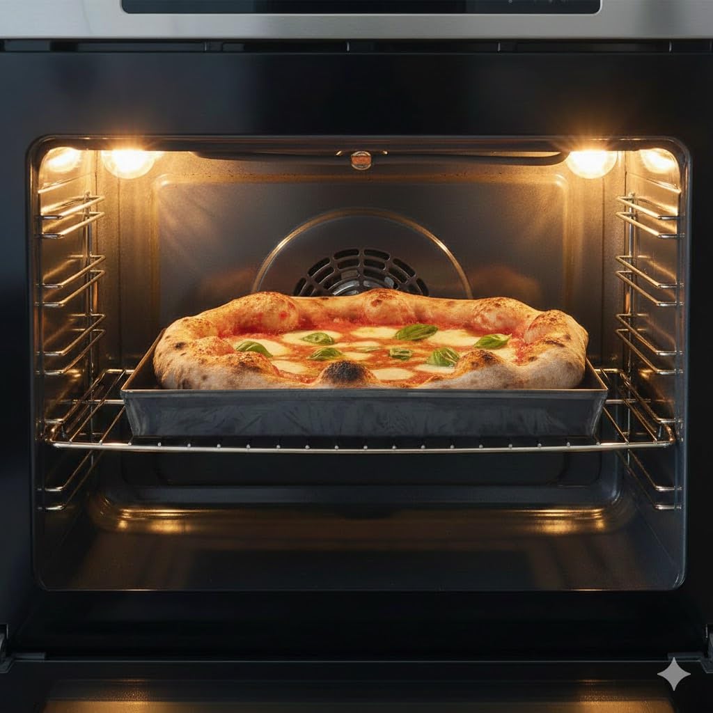 Set 2 Teglie Professionali in Ferro Blu rettangolari cm 40X30 H3 Cottura pizza croccante Lamiera Alta Qualità Made in Italy Alta Conducibilità per Forno Domestico Professionale ristoranti pasticcerie