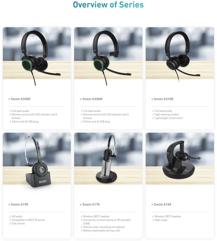 SNOM A310M Cuffie filo - Auricolari Monoaurali per Call Center e Uffici - Audio HD, Comfort Elevato, Struttura Leggera, Cancellazione Passiva del Rumore - Compatibili con Telefoni