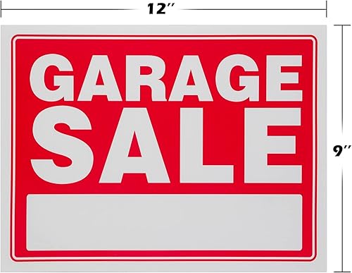 Miniatura 7 de Ram-Pro - Cartel de venta de garaje rojo para patio, etiquetas de plástico de 9 x 12 pulgadas para invierno, Navidad, eventos de venta de vacaciones