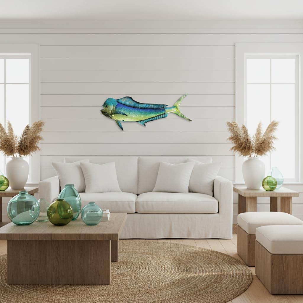Amazon.co.jp: LIFFY Metal Mahi ウォールアート 屋内 屋外 金属 魚 壁