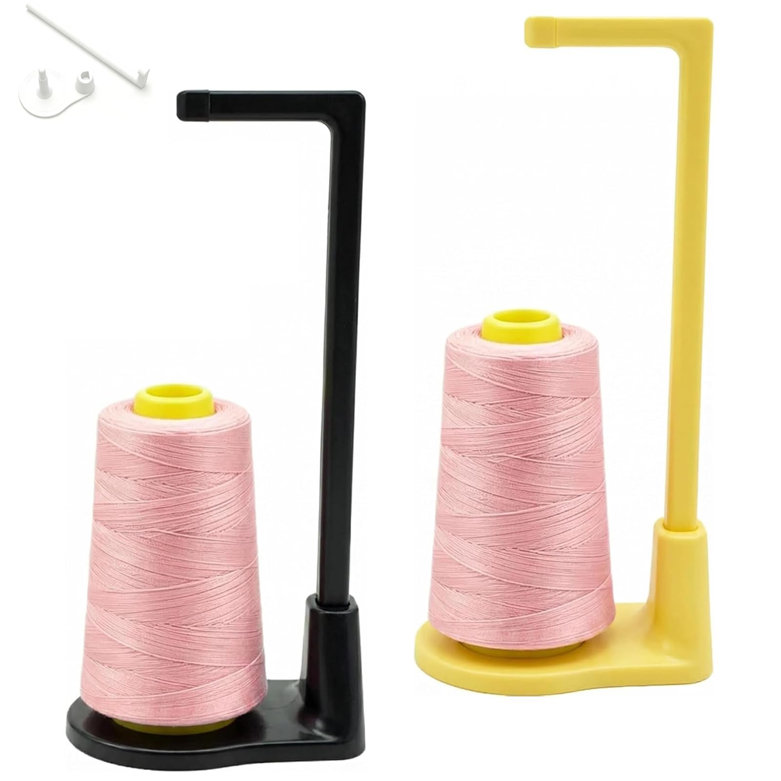 Thread Stand for Sewing Machine Thread Spool Holder Desktop Large Capacity Cone Spool Organizer Rack Universal Household Spool Holder with Anti-Tangle Guide for Spools Sewing Enthusiasts(Black+Yellow)