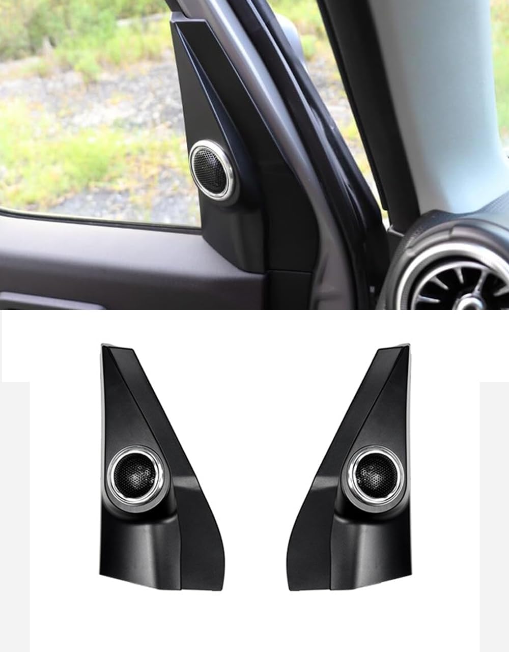 Toworldit 2pcs/Set Black Interior Trim Front Door Window A-Pillar Tweeter Speaker Horn Compatible with Suzuki Jimny JB64 JB74 2/4 Door 2019-2025