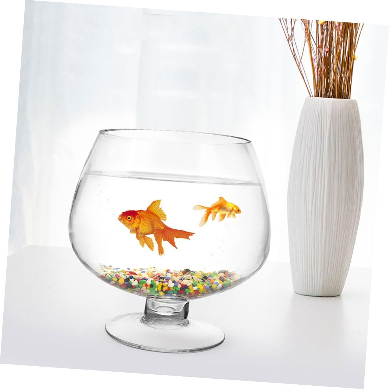 ABOOFAN 2pcs Transparent Betta Tank Multi-Function Desktop Aquarium Decorative Goldfish Bowl for Micro-Landscape and Flower Vase for Home Office Use
