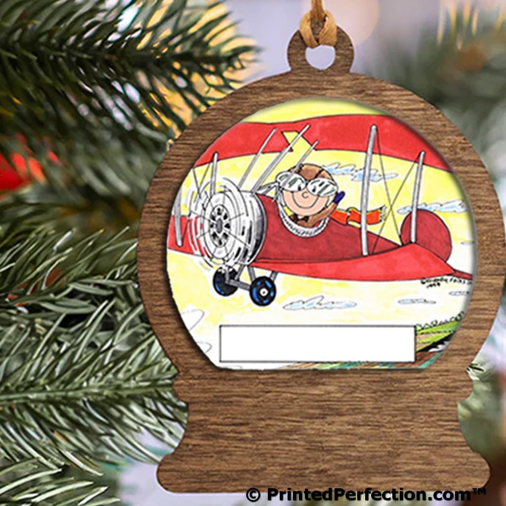 PrintedPerfection.com Personalized Pilot - Male Wooden Snow Globe Shaped Christmas Ornament