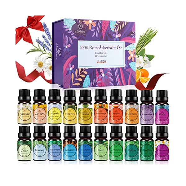Oukzon Ätherische Öle Set – 20x5ml Diffuser Duftöle Geschenkset, 100% Naturrein Ätherische Öle für Aroma Diffuser…