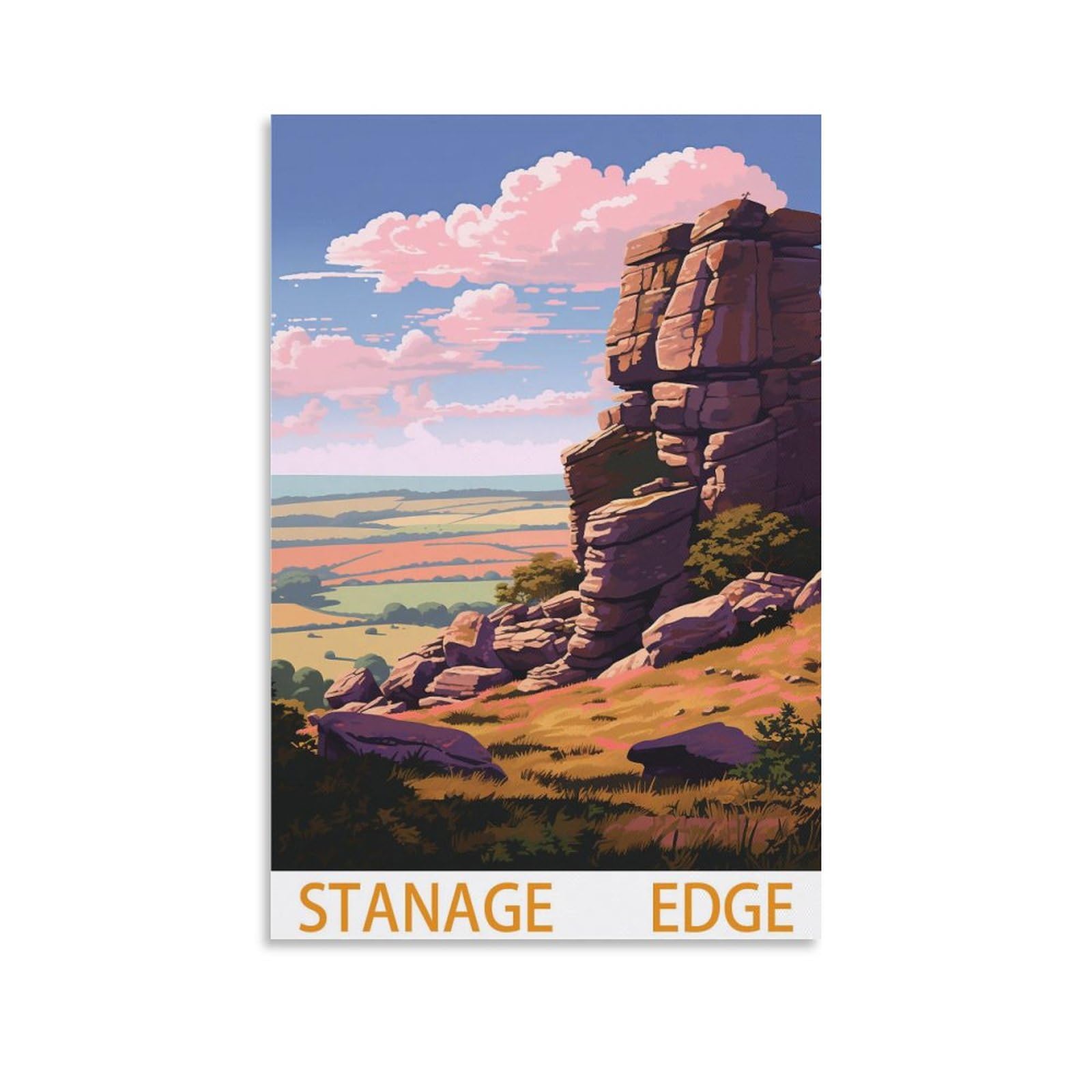 Stanage Edge Derbyshire Vintage Travel Posters Landscape 08x12inch(20x30cm) Wall Art Picture Print Canvas Art Poster Modern Family Bedroom Decor Posters