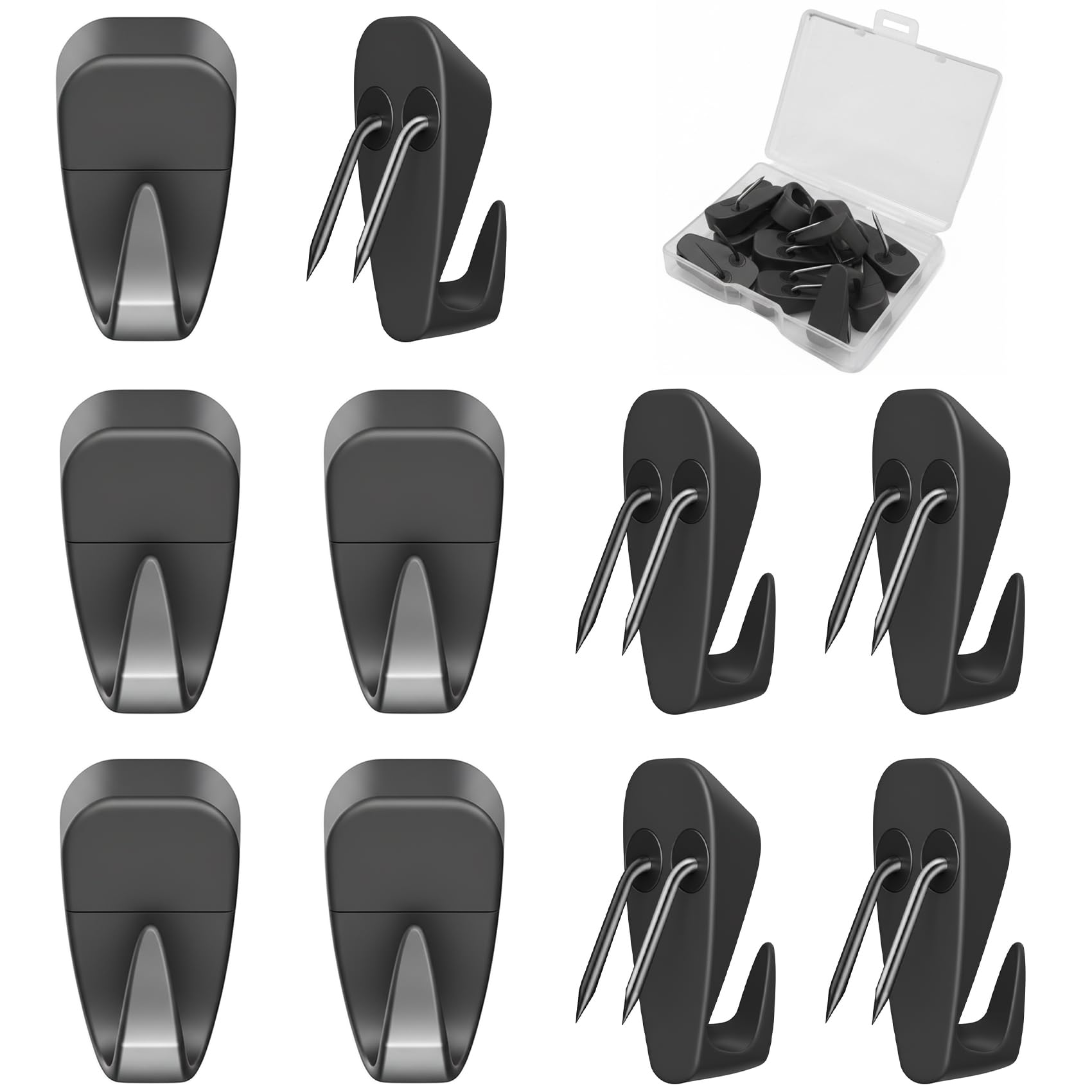 10 Pcs Cubicle Hooks - Fabric Panel Wall Clips for Hanging Coats, Pictures, Supports up to 40 lbs (Black)