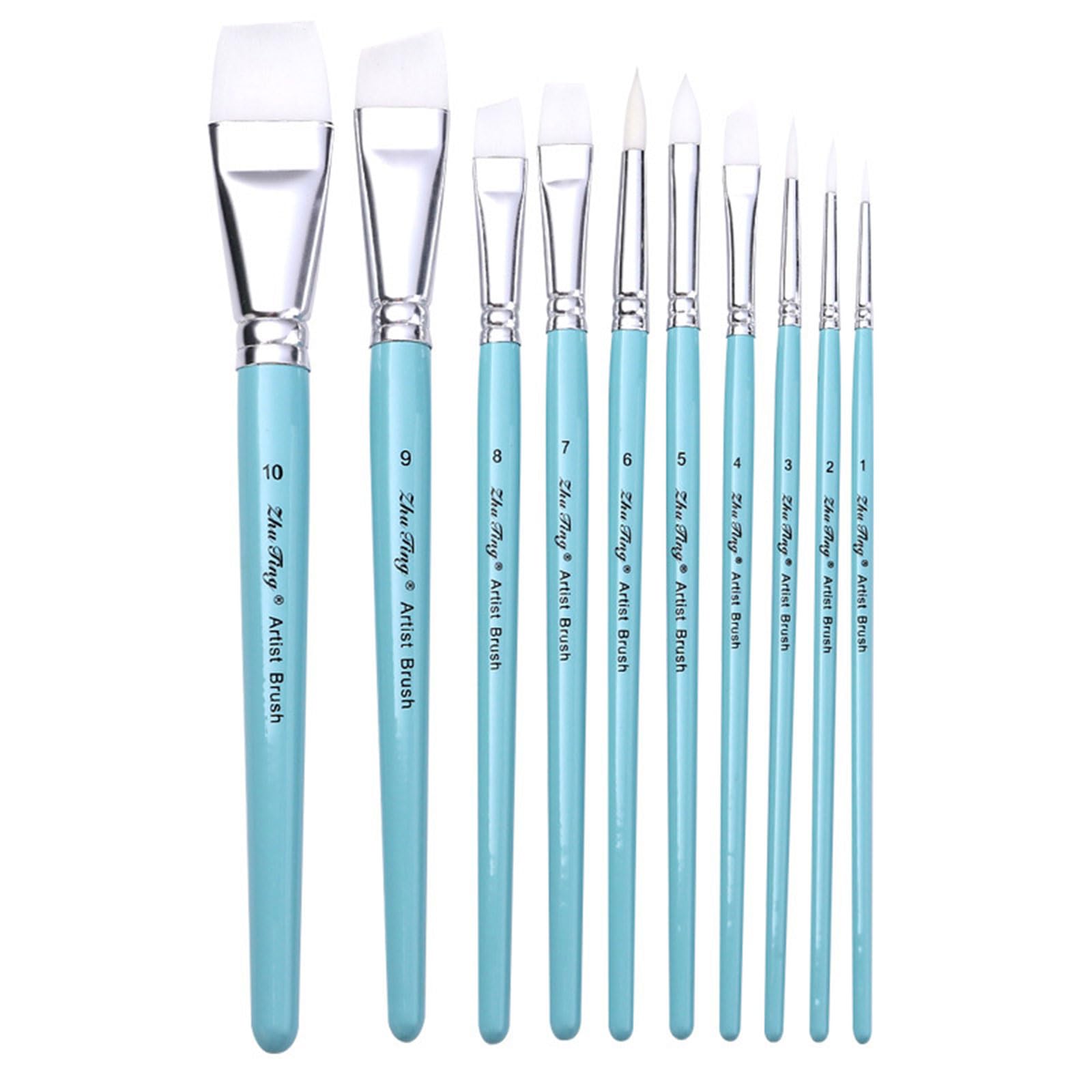 10x Artist Paint Brushes Watercolor Brush Nylon Hair Painting Brush Oil Brushes Drawing Supplies
