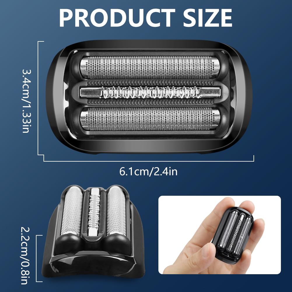 ACWOO 53B Testina Rasoio Serie 5, 2PCS 53B Testina di Ricambio Compatibili con Braun S5/6 53B Sostituzione Parti per 5018S 5049S 5762 5764 6075CC 6020S 6040CS 7020S 7025S, Uso a Secco o Sotto Acqua