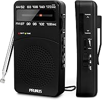 PRUNUS J-166 Portable AM FM Radio - Battery Operated, Excellent Reception, Tuning Light, Back Clip - Ideal Gift for Dad & Mom