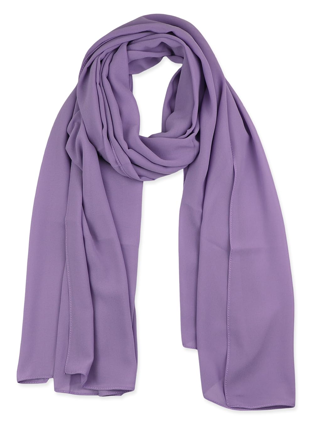 vabovin Premium Chiffon Long Scarf, Fashion Hijab Head Scarf Solid Color Shawls and Wraps for Muslim Women (Light Purple)