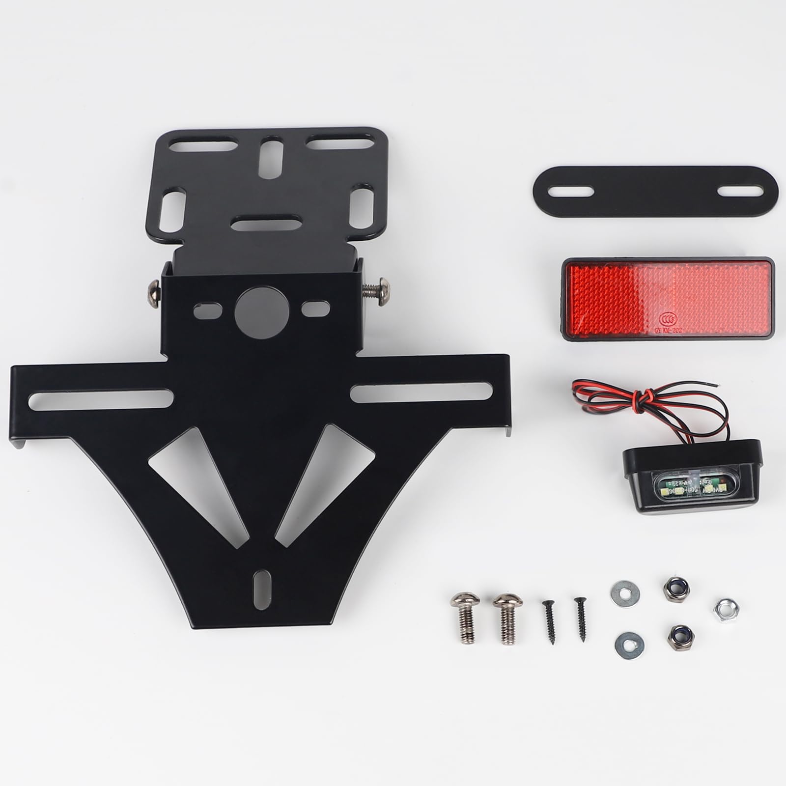 DBREAKS Staffa Portatarga Moto, Portatarga Moto In Lega Di Alluminio, Portatarga per moto ad Angolo Regolabile con illuminazione targa, compatibile con la maggior parte dei modelli di moto comuni