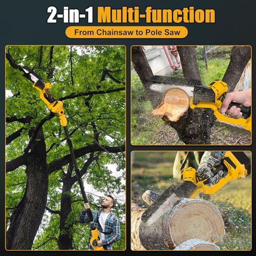Image of 6 Inch Cordless Pole Saw for Dewalt 20V Max Battery (No Battery), Brushless Electric Chainsaw with Extension Pole, 15Ft Long Reach for Tree Pruning Hedge Cutting