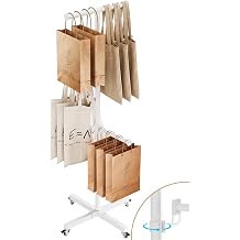 Shopping Bag Rack, 5057" Adjustable Height White Bag Rack Stand with Wheel