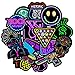Cosswe Aufkleber Pack 50 Stück,Neon Graffiti Decals,Weinlese Wasserdicht Vinyl Stickers Skateboard Reise Kinder Aufkleber Sticker Bomb für Laptop Koffer Helm Motorrad Skateboard Auto Fahrrad