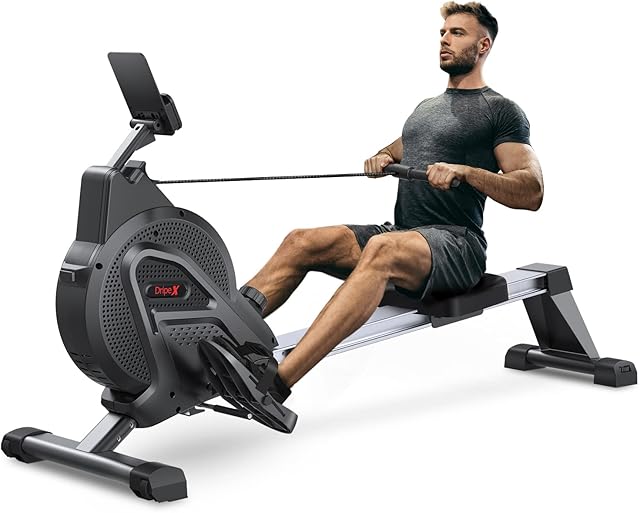 Dripex Magnetic Rowing Machine for Home Use Rower Machine for Home Gym & Cardio Training Rower with Aluminum Slide Rail, 16 Adjustable Resistance & LCD Monitor (2021 Upgrade Version)