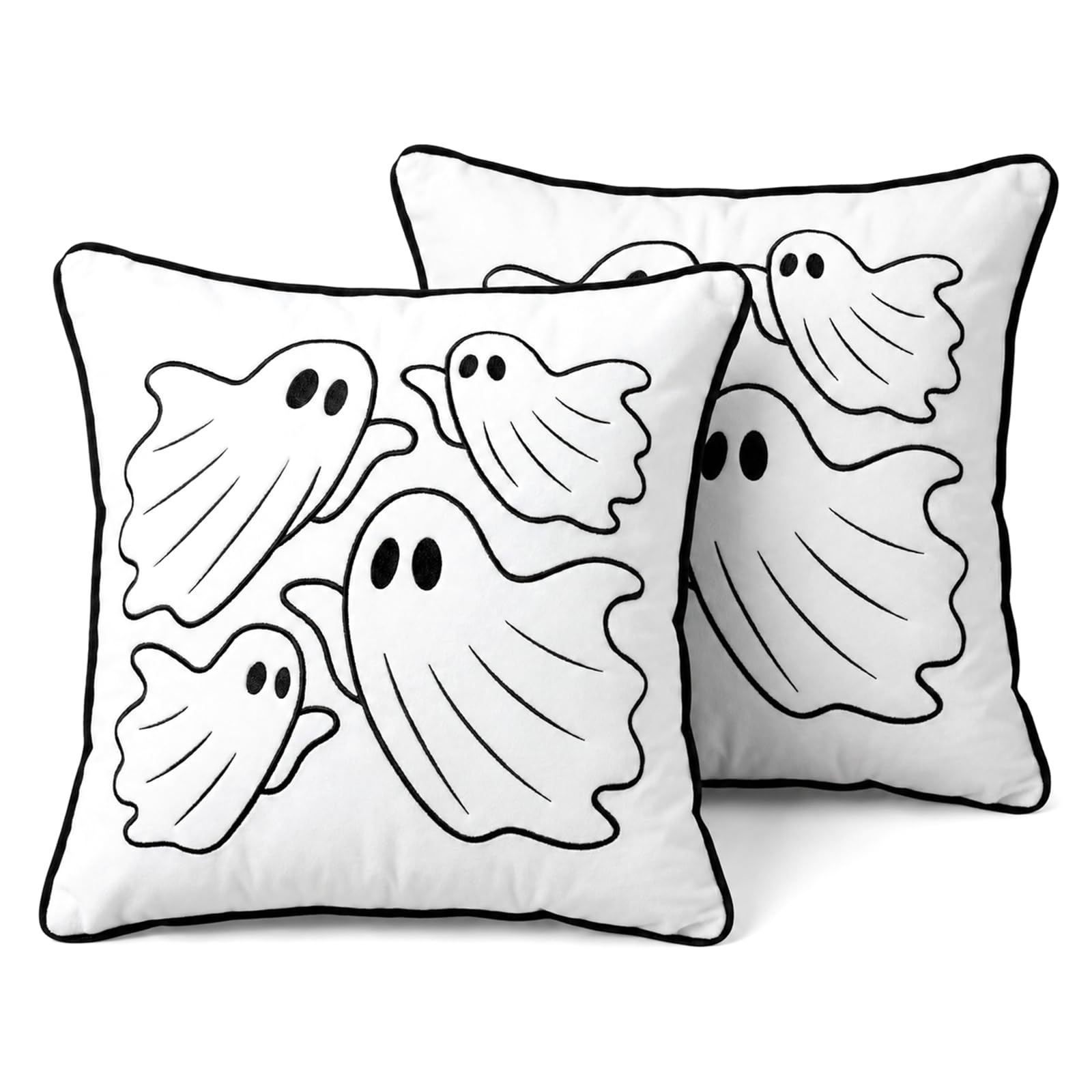 PARTY TELLER Halloween Pillow Covers 18x18 Set of 2, White Ghost Cases