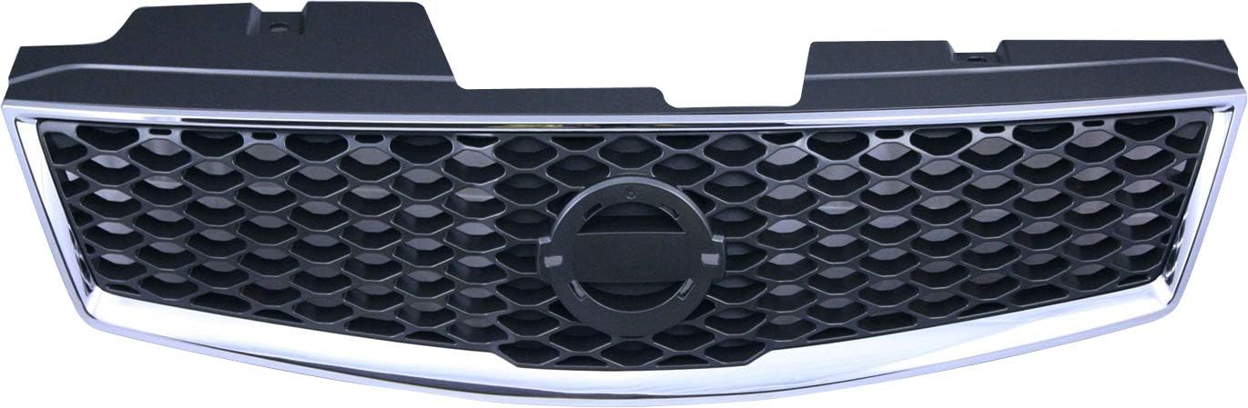 Garage-Pro Grille Assembly Compatible with 2007-2012 Nissan Sentra Chrome Shell with Painted Dark Gray Insert